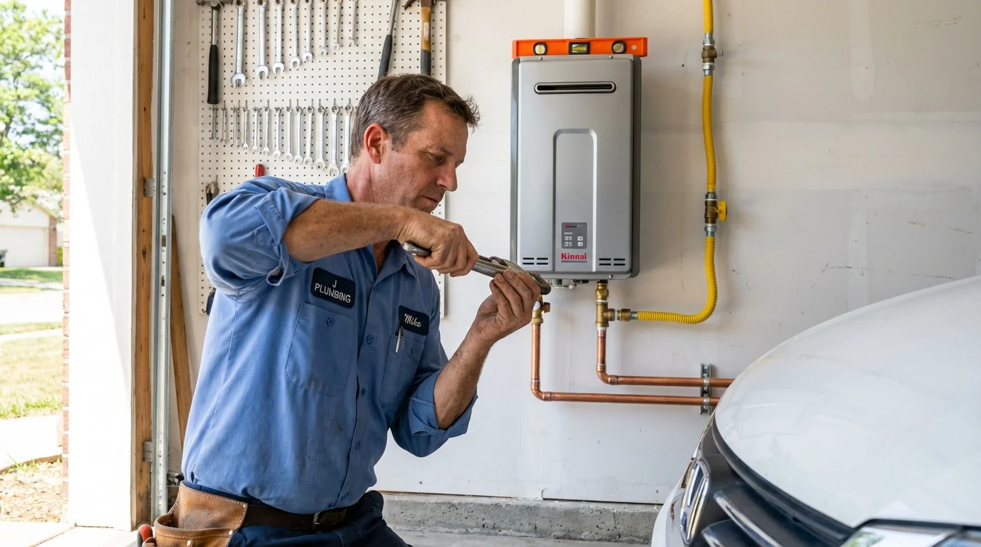 Tankless water heater installation by a Johns Plumbing LLC plumber in Hope